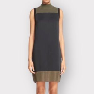 RAG & BONE Vivienne Color Block Mock Neck Dress Black & Green (Sz S)